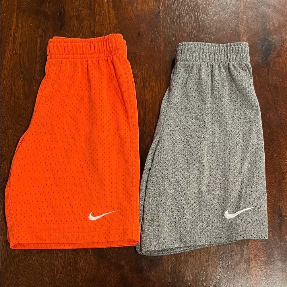 Nike Kids' Bright Orange and Classic Gray Shorts